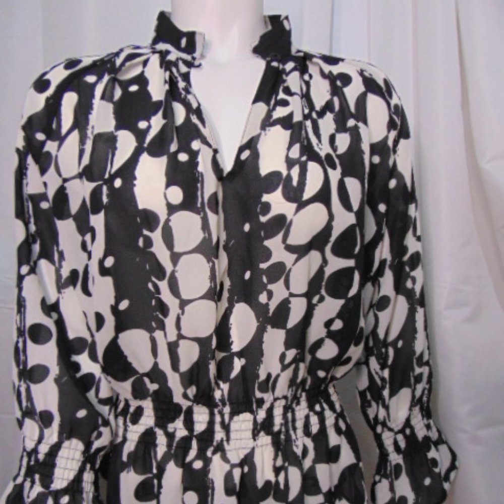NICOLA - TRANSPARENT BLOUSE FOR WOMEN SIZE S - BLACK AND WHITE COLOR